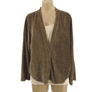 Kleen Womens Green Velour V Neck Topper Cardigan S Lagenlook Cropped Oversized